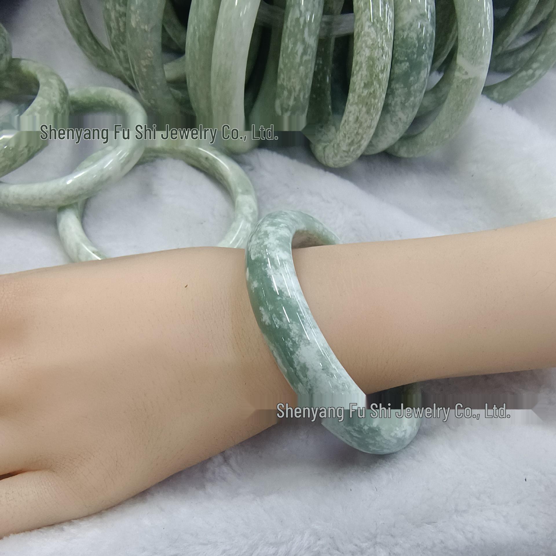 Natural Jade Xiuyu Snowflake Bracelet in Oil Green - Ample Stock Available 56mm/57mm