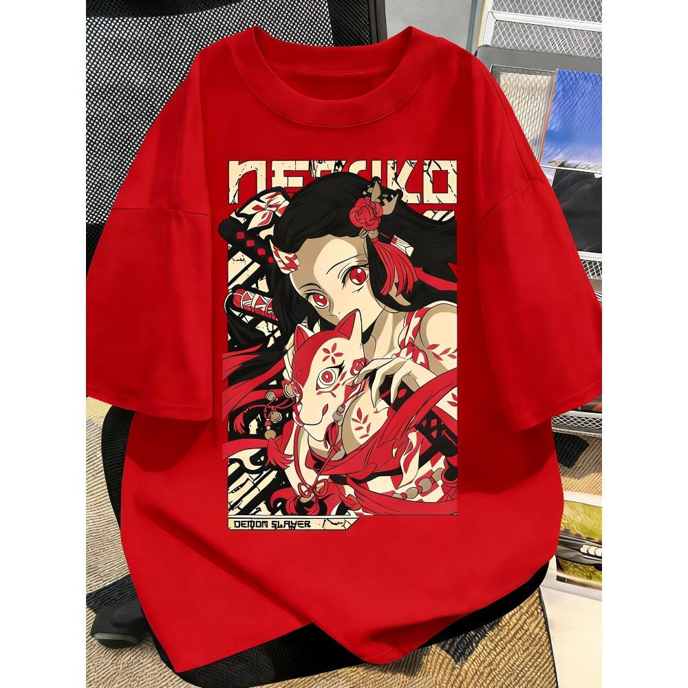 Plus Size Summer Demon Slayer Anime Printed Unisex and Women Tshirt Casual Parent Child Top Fashion Street Wear Harajuku Style Y2K