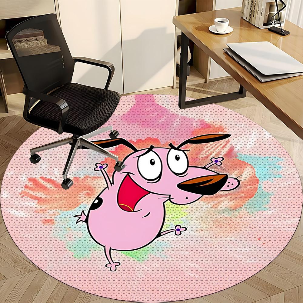 1 Stück Mutig, der feige Hund Büro Runder Teppich, Schlafzimmer Wohnzimmer Heimdekoration, Zimmer Deko, Offic a1016069