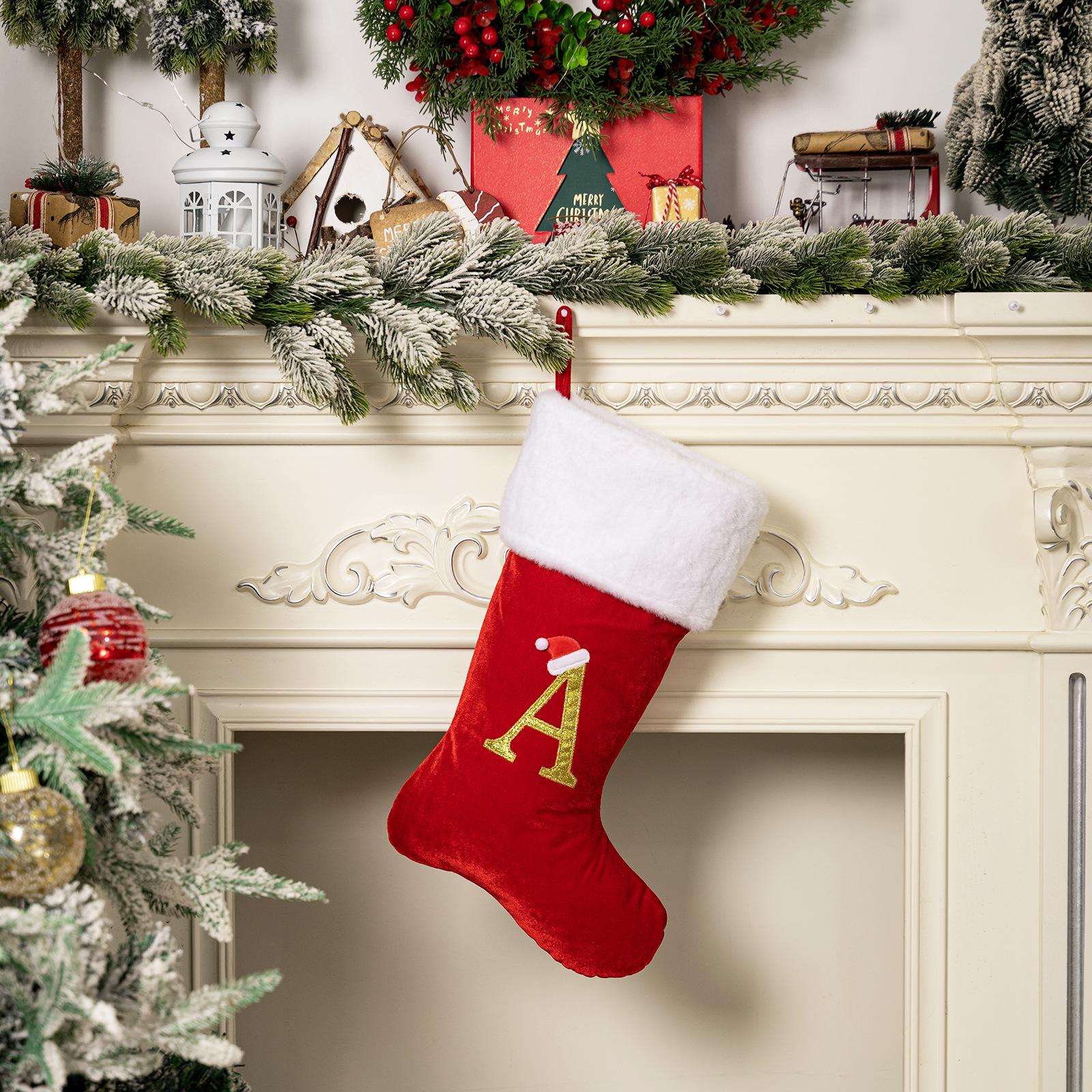 Christmas stocking Christmas decorations embroidered letter knitted letter stocking Christmas hanging ornament gift bag 22*26*45cm