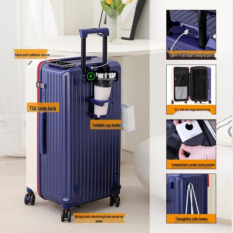 28-inch Women's Multifunctional Travel Suitcase with Charging Port and Large Capacity