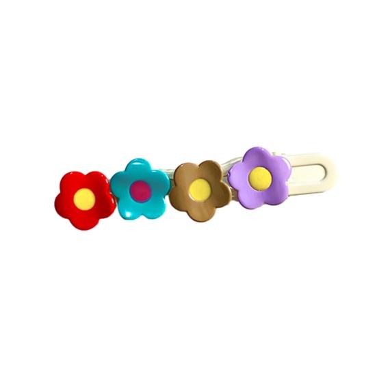 1/4Pcs Girl Hairpins Colorful Flower Decor Hair Clips Side Bang Hair Pins Plastic Material Hair Accessories