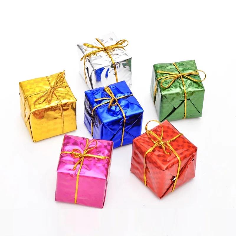 Wholesale Colorful Mini Gift Box Xmas Tree Hanging Pendants Square Foam Boxes Christmas New Year Party Ornaments Home Decoration
