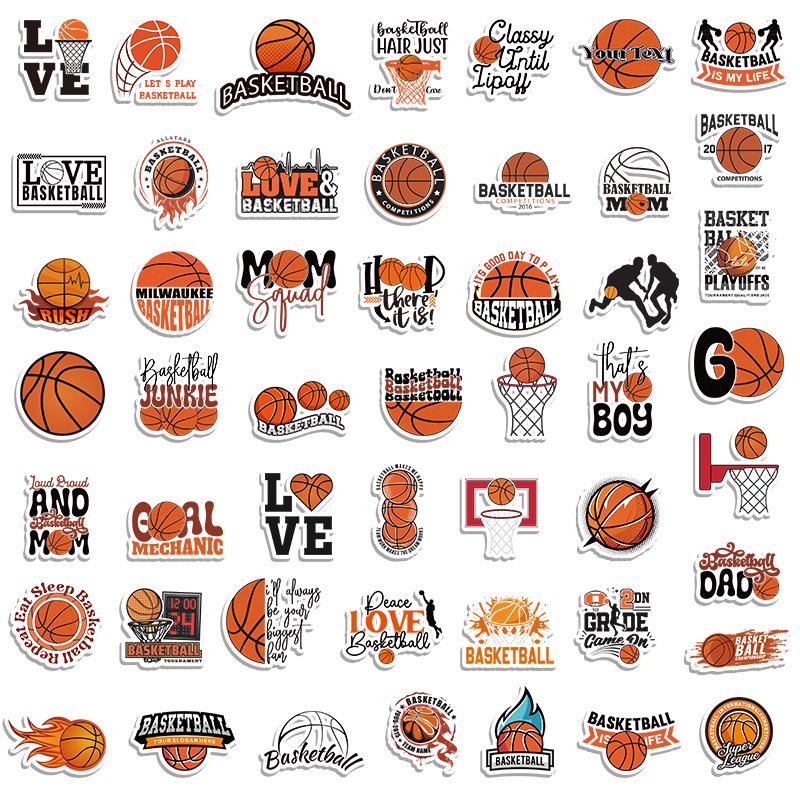 50 Basketball-Sticker für Laptops, Handys, Planer & mehr - Wasserdicht & Dekorativ