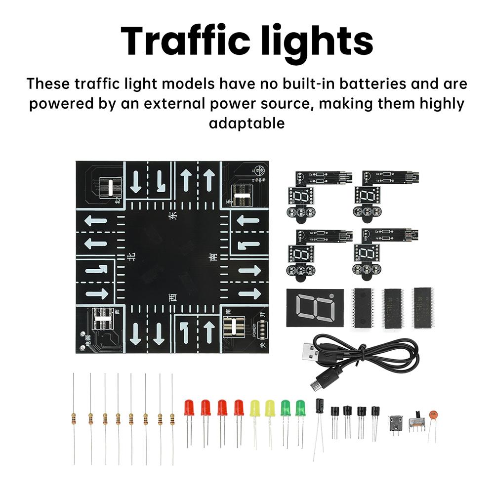Intelligente Ampel Elektronisches DIY-Kit mit LED-Anzeige Micro-USB-Schnittstelle für Elektronik-Lötpraxis Lernspielzeug