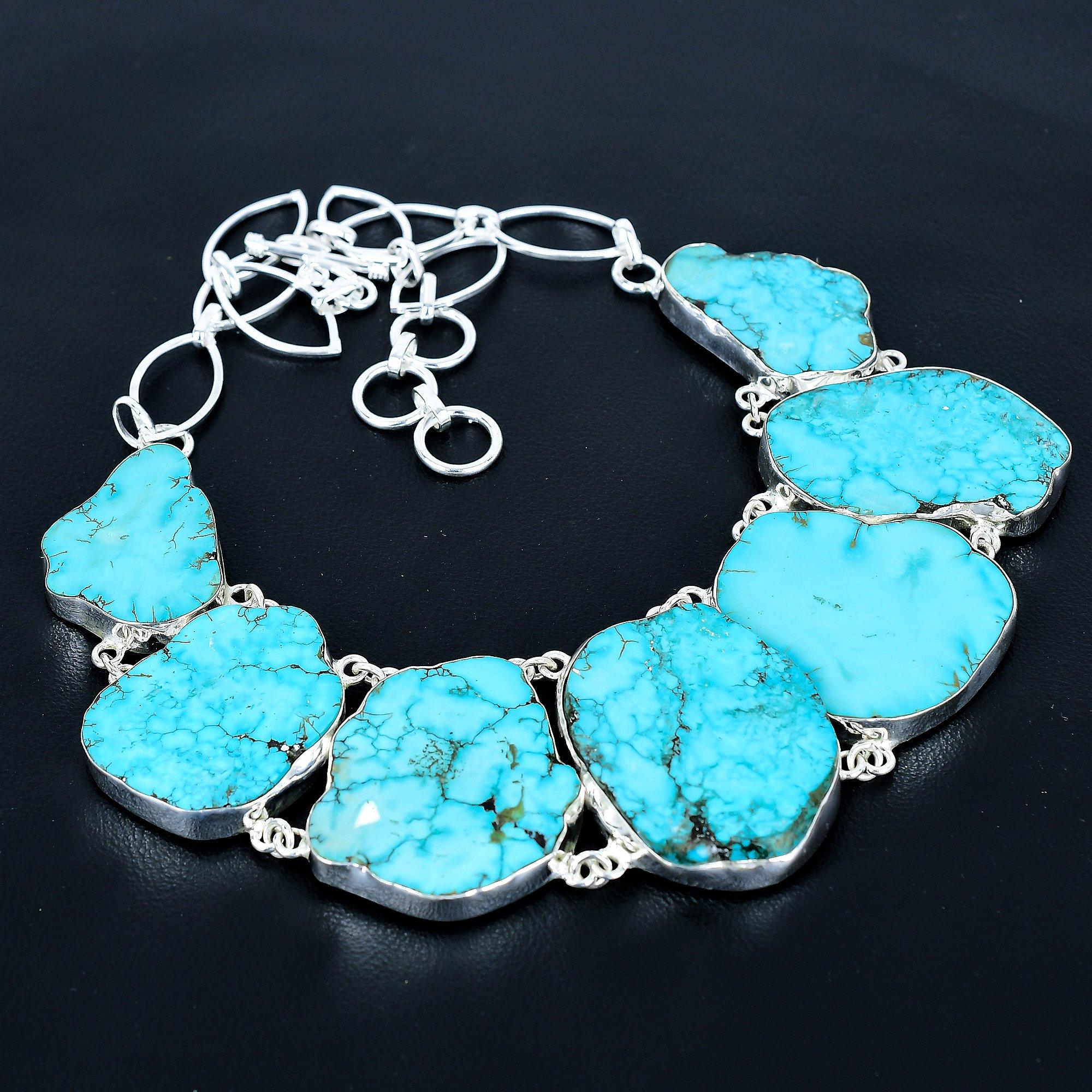 

Ожерелье из тибетской бирюзы, Ювелирные изделия из стерлингового серебра 925 пробы, Ювелирные изделия с драгоценными камнями Ожерелье с регулируемой цепочкой из тибетской бирюзы Ручная работа Подарок для ваддинга 20 синий