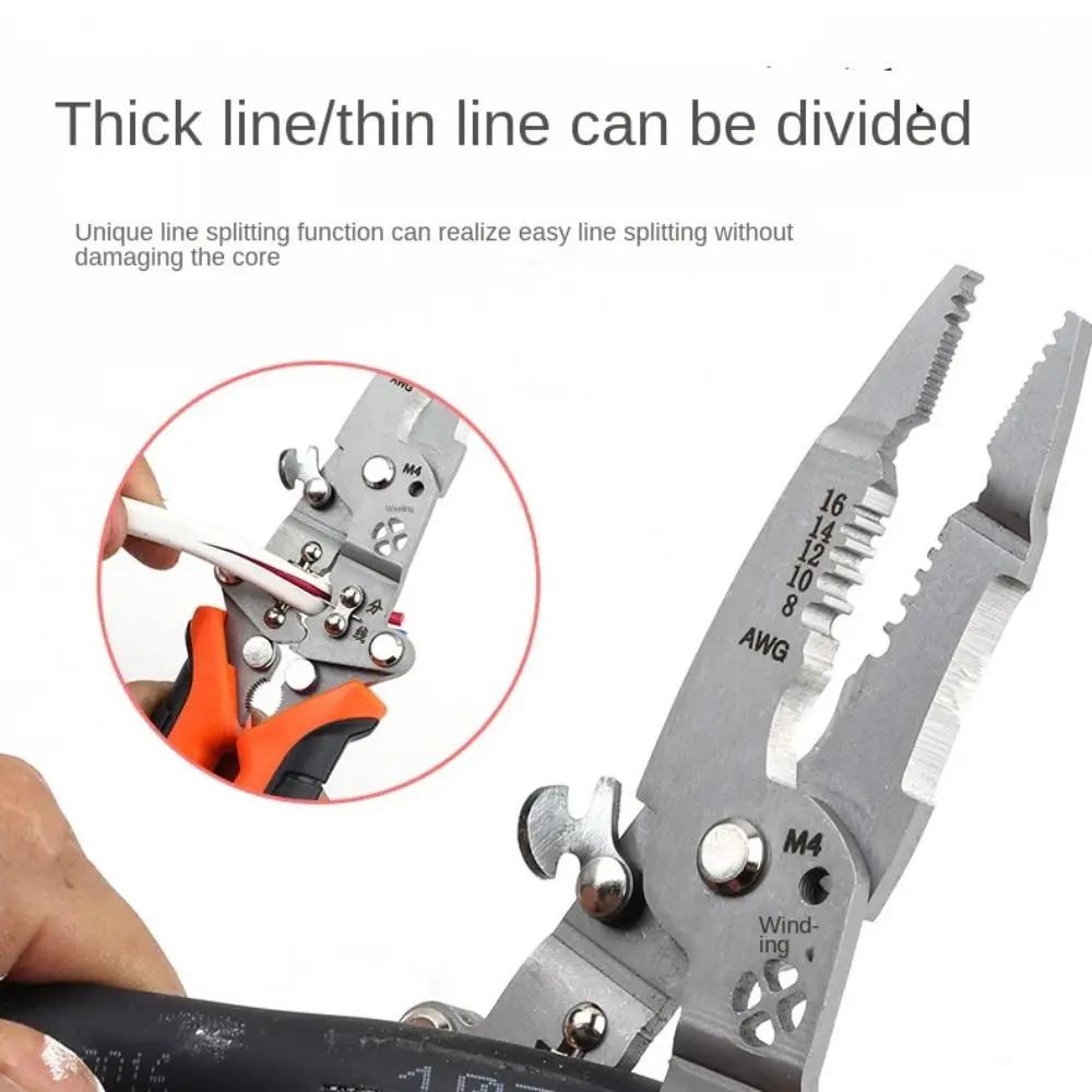 Alloy Steel Wire Stripping Pliers 12 in 1 Foldable Wire Stripping Tool Non-Slip Multifunctional Electrician Crimpe Pliers