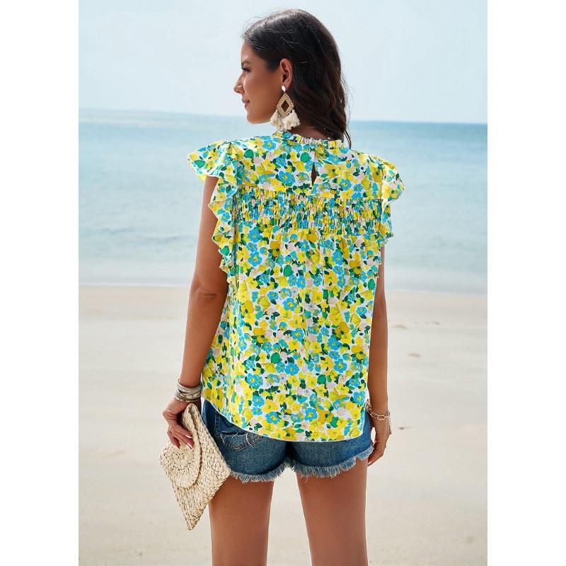 Female Summer Temperament Casual Printed Blouse Top