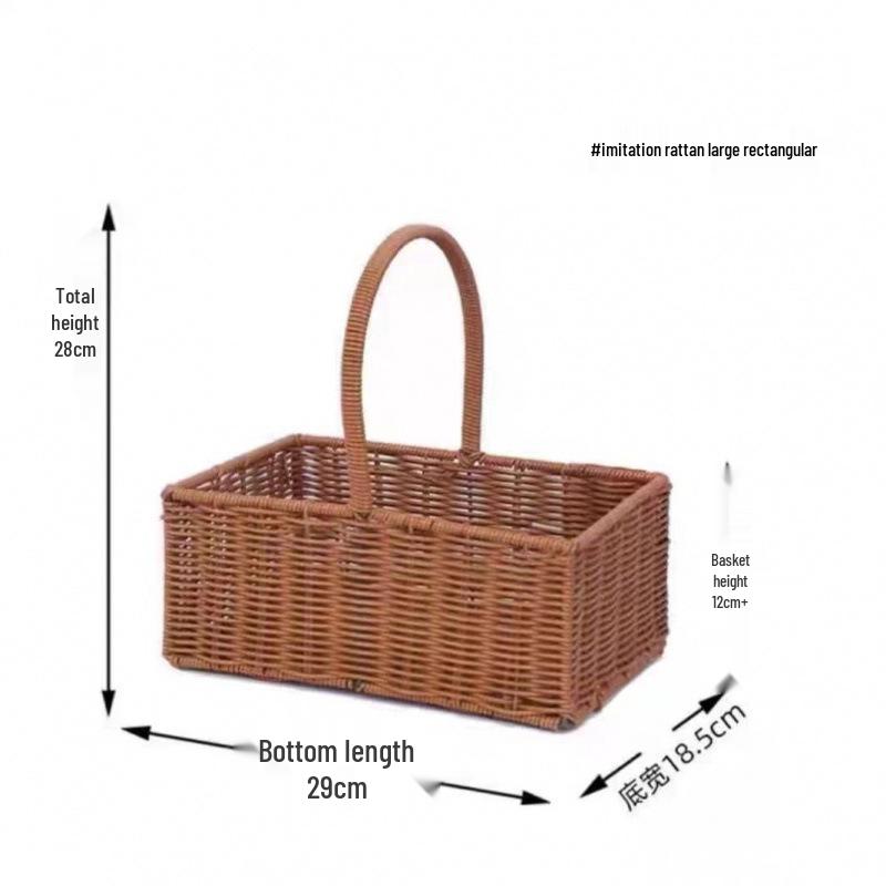 Pastoral-Style Handwoven Rattan Flower Basket - Small Decorative Green Plant Basket