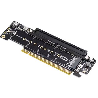 PCIe X16 To X8+X4+X4 Splitter Card Adaptor PCIE4.0 M.2 NVMEx2 Input Ports Adapter Expansion Card Support 2280/2260/2242/2230 SSD
