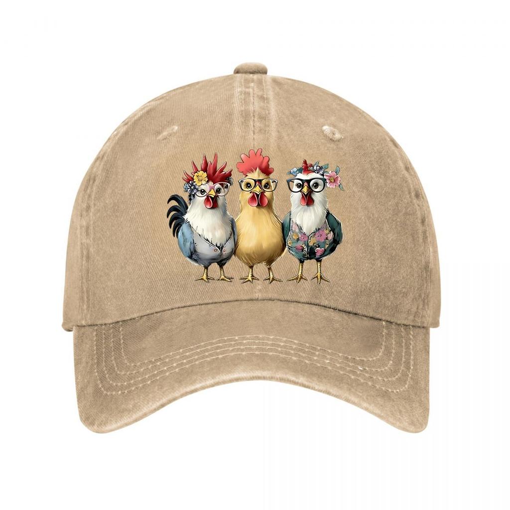 Vintage Cap With Cartoon Chickens New Vintage Washed Cotton Baseball Cap Parent Kids Sun Hats