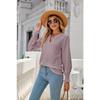 Autumn new style hollow pleated ruffled sleeve V-neck women's casual shirt, fashionable pink elegant women's long-sleeved top