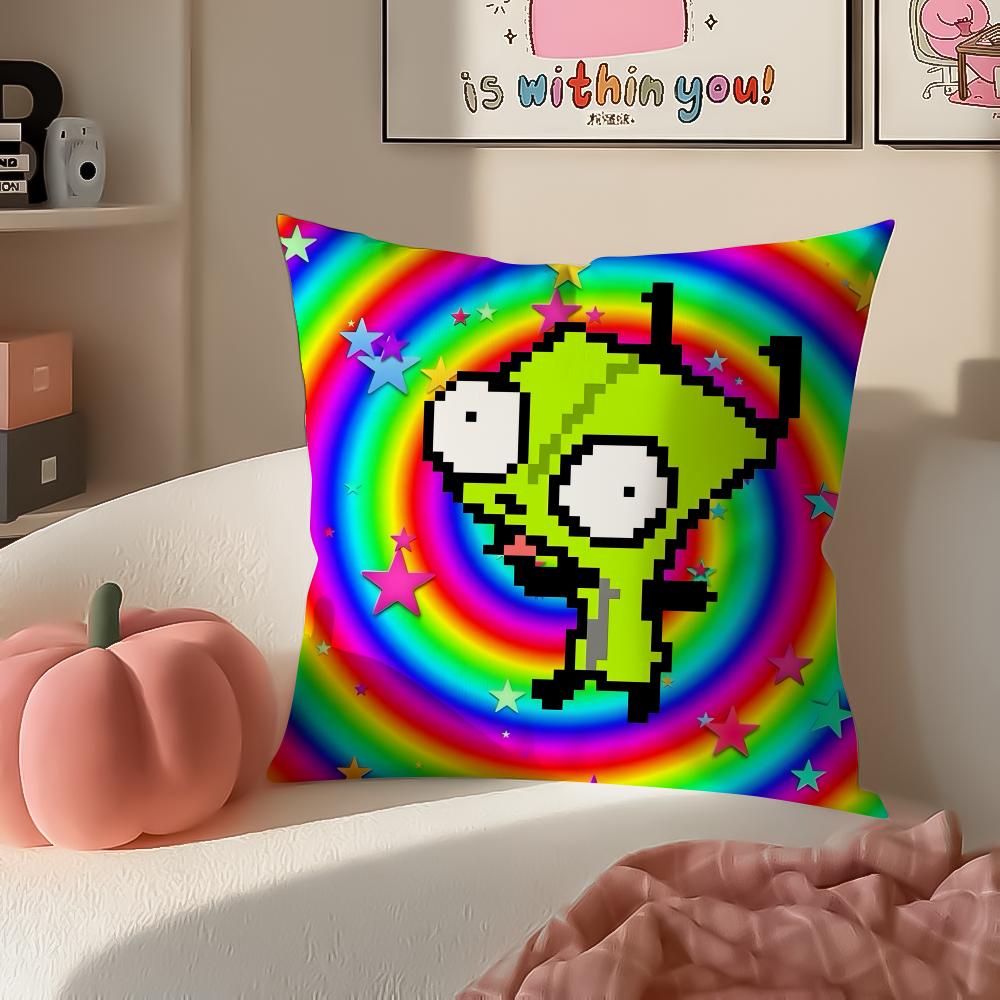 Weird Wacky Absurd Animated Series IInvader Zim Cushion Cover Pillowcase Short Plush Invisible Zipper Room Sofa Cushion Cover