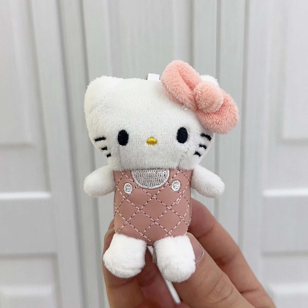 8CM kawaii winter me series mini Hell Kitty Doll keychain houndstooth leopard print Kitty cat bag Pendant Cat Accessories Gifts