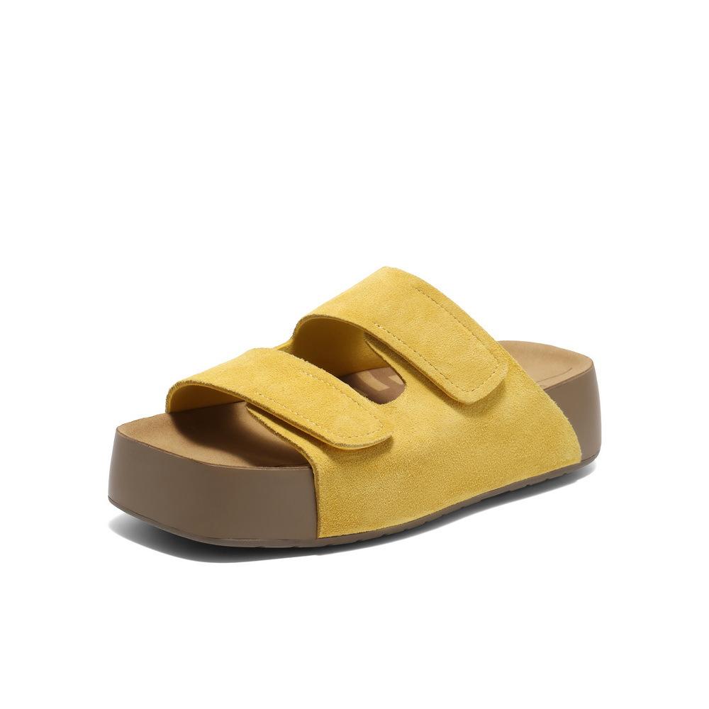 

Platform Toast Birkenstock Slippers Women s Summer 2025 New Velcro Fashion Versatile Comfortable Casual Slippers 39 жёлтый