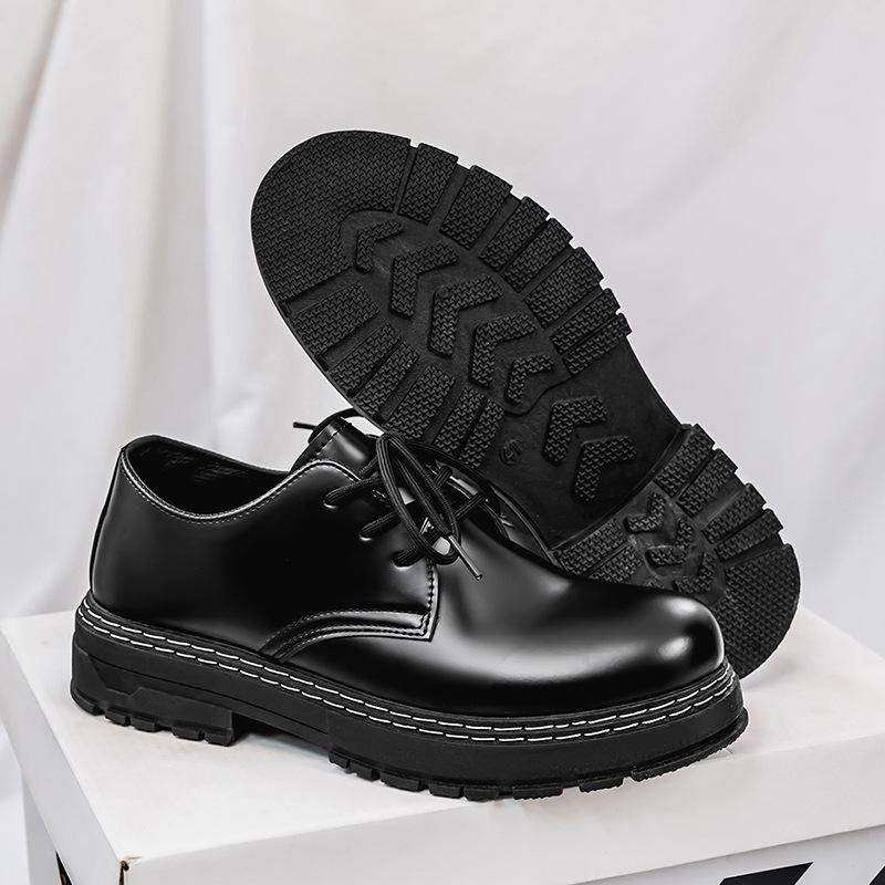 Large Size Spring New Retro Black Casual Men's Shoes British Business Leather Shoes Dress Shoes