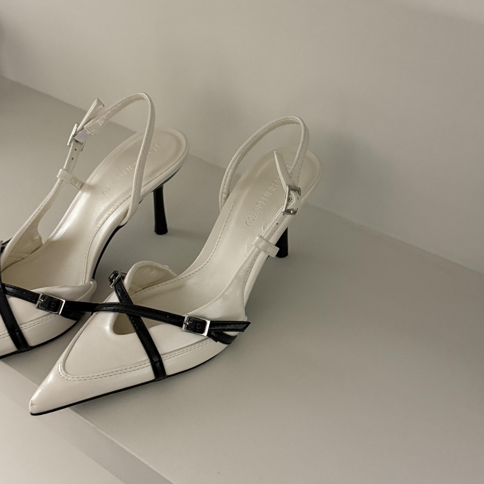 

Весна 2025 новый однословный с босоножками на высоком каблуке женская летняя одежда французский остроносый тонкий каблук сумка голова темперамент одинарная обувь 39