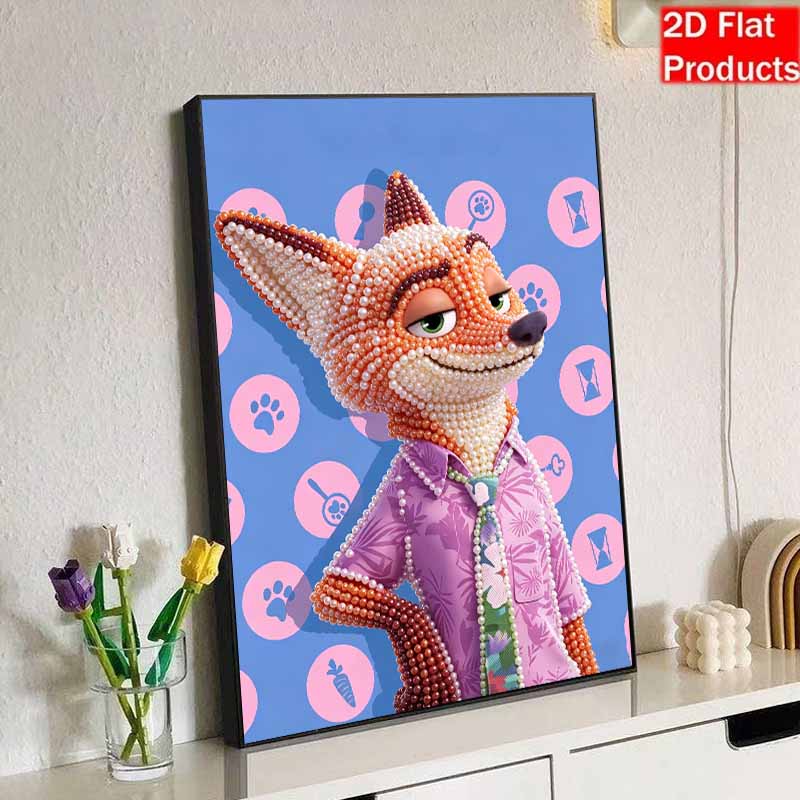 Disney Pearl Painting DIY Zootopia Nick Creative Pearl Style Illustration Pearl Art Painting Pearl Gem Painting, Home Wall Decoration Crafts