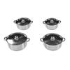 4 Pcs Stainless Steel Stockpot 20cm 22cm 24cm 26cm Even Heating Thickened Stock Pot with Lid for Kitchen Cooking
