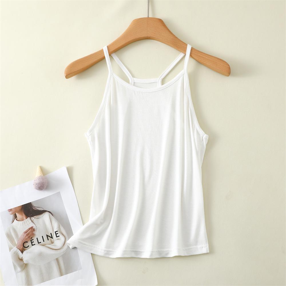 

Корейский стиль Повседневный свободный однотонный летний жилет с тонкими параллельными бретелями для женщин XXL