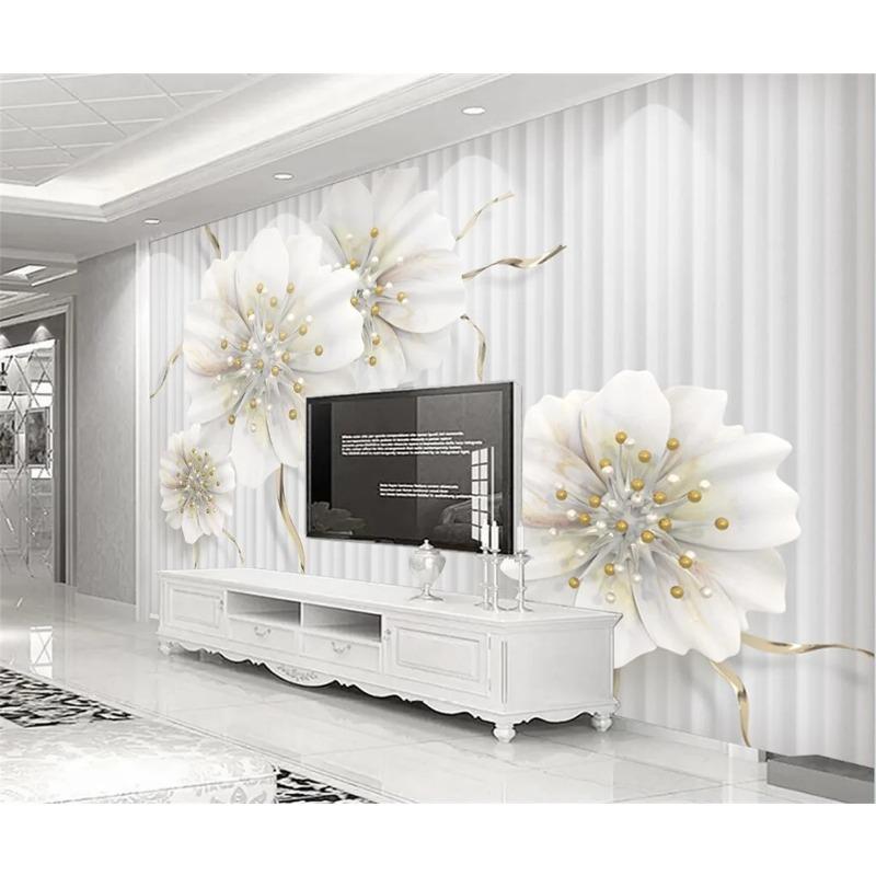 Fashion Flower Mural Light Luxury Jewelry Flower 3d Wallpaper Bedroom Living Room Hotel Background Wall 3d Wallpaper