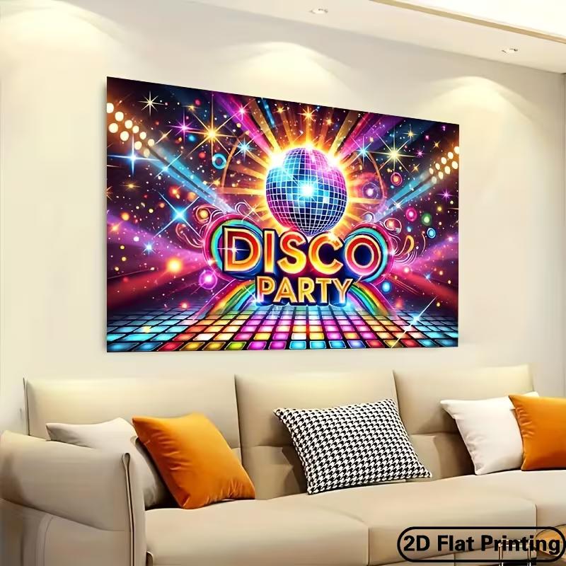 Disco Party Backdrop, 70s 80s Retro Disco Ball Neon Background Banner for Birthday & Themed Parties