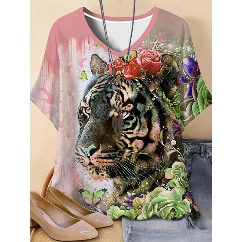 Women's Y2K Oversized V-Neck T-Shirt Light Luxury Elements High-Quality Casual Summer Top Short-Sleeved Fashion