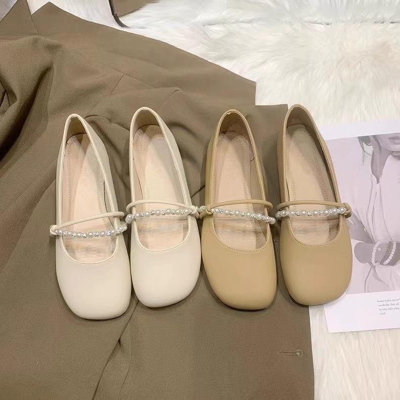 Shoes Late Evening Wind Flat-soled Single Shoes Women's 2025 New Spring and Autumn Mary Jane Shoes Soft-soled Casual Doudou Shoes
