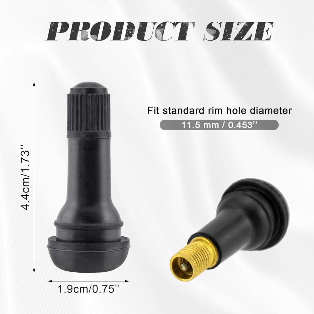 Quacc 10 PCS TR413 Rubber Snap-in Tire Valve Stems Sturdy Replacement Tyre Valves Stems for 0.453" Tubeless Rim Holes On Cars, Go-Karts, Trucks, Lawn