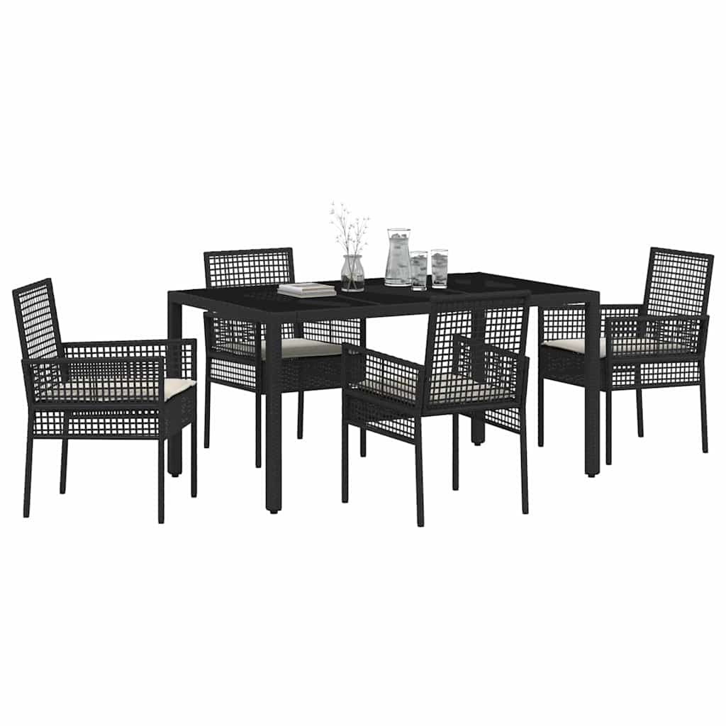 Garden Dining Set 5 pcs Black Poly Rattan