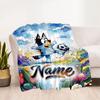 Bluey Soccer Adventure Customize Text Blanket Cozy Customizable Blanket Comfortable Great for Bedding Couch Sofa Office Chair Four Seasons Universal