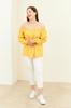 Women's Big Size Blouse Yellow Collar Elastic Woven Blouse