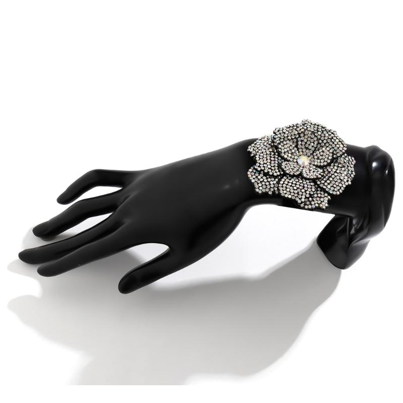 Exaggerated Romantic Big Flower Rhinestones Clavicle Chain Bracelet for Women Elegant Adjustable Choker Y2K Accessories