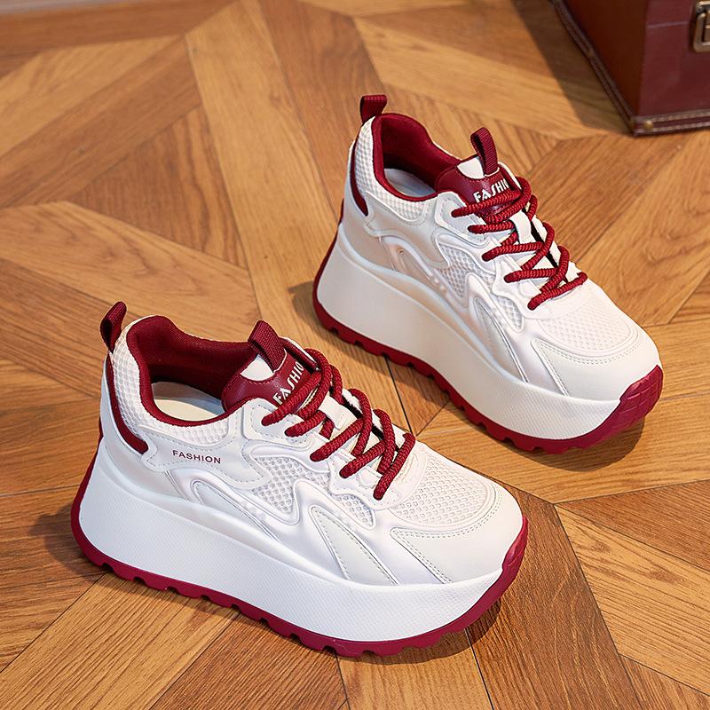 

Dad Shoes Girl 2025 Spring and Autumn New Leather Muffin Platform Casual Forrest Gump Shoes Versatile Sneakers Tide 39 бежевый