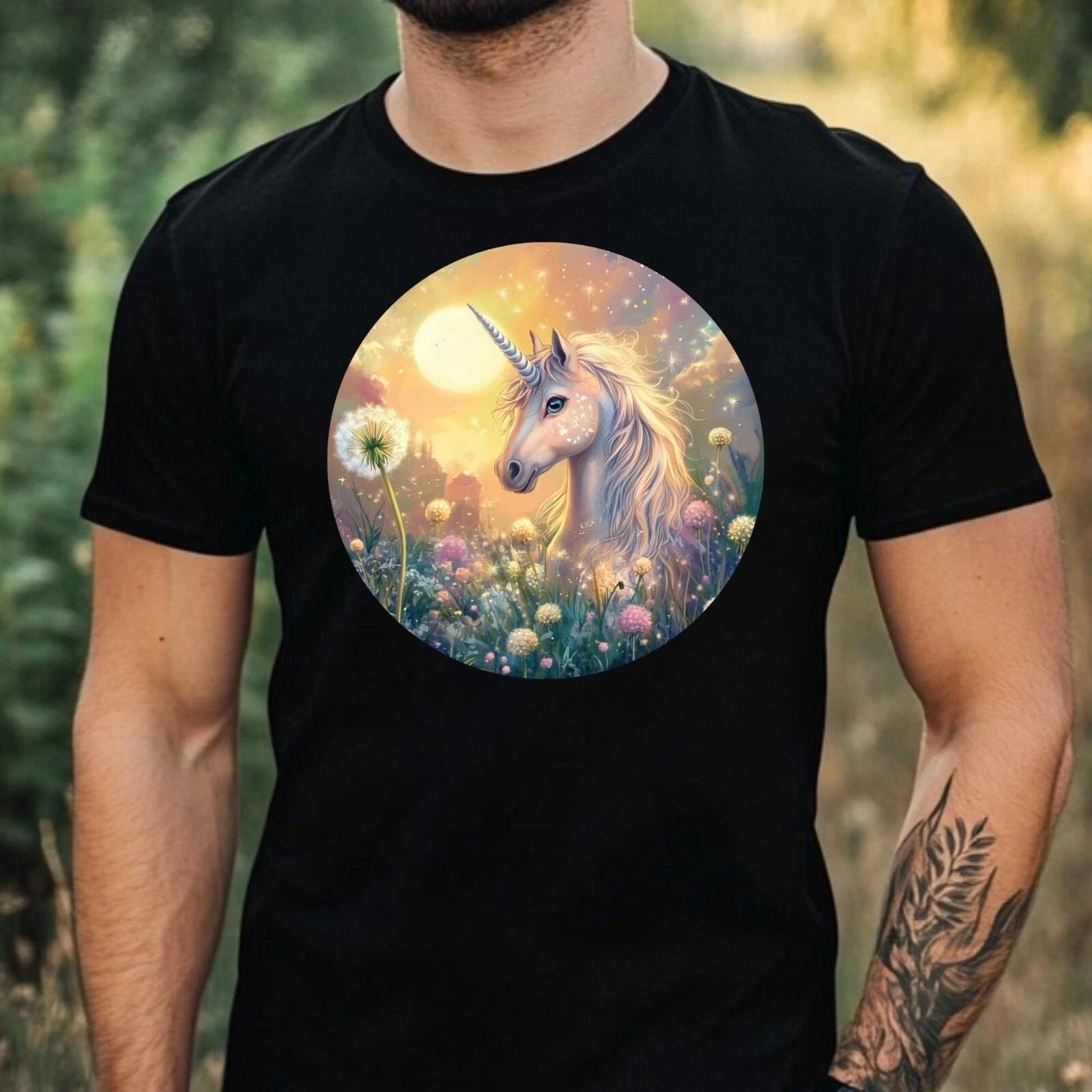 T-Shirt Herren Einhorn mit Löwenzahn Motiv Baumwolle Größe XS bis 5XL L