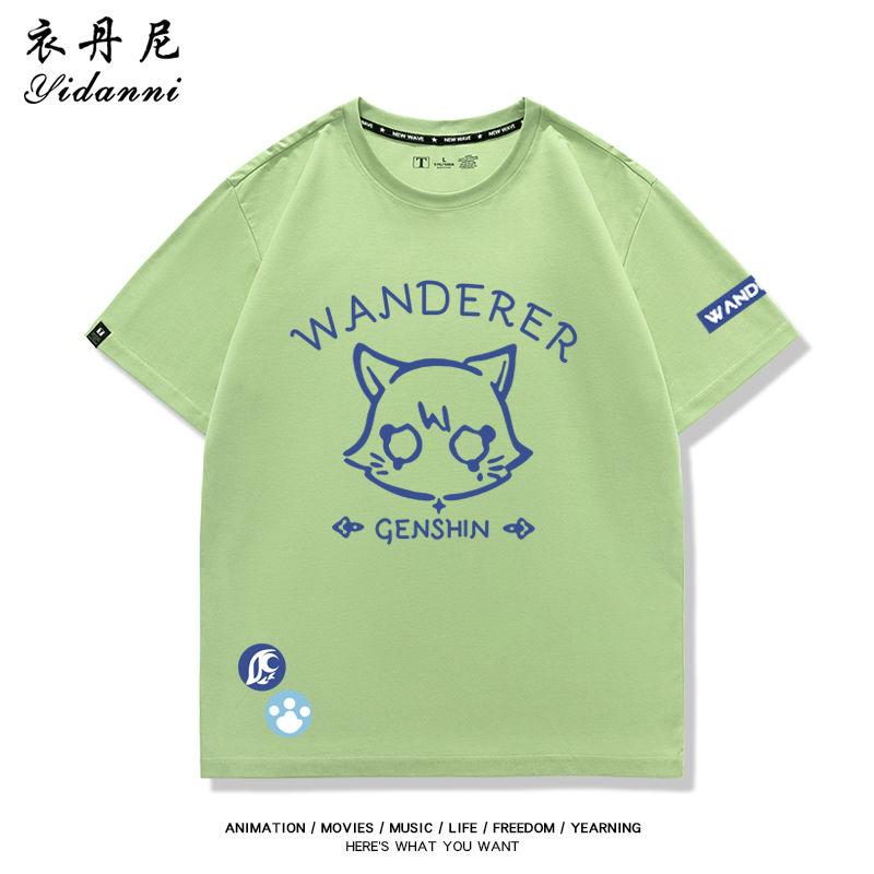 Spiel Genshin Impact Serie Wanderer Druck T-Shirt Kurzarm Sommer T-Shirt Unisex Kleidung Damenbekleidung Mode Lässige Oberteile