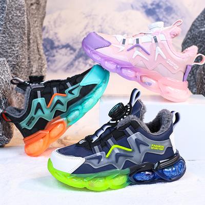 Autumn/winter Unisex Sneakers Kids Cotton Shoes Sneakers PU Waterproof Plus Velvet Warm Ultra-light Boys Snow Sneakers