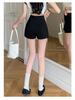 Shorts Casuais de Verão Femininos Pretos de Cintura Alta Emagrecedores - Hot Pants Versáteis Estilo Traje Romano