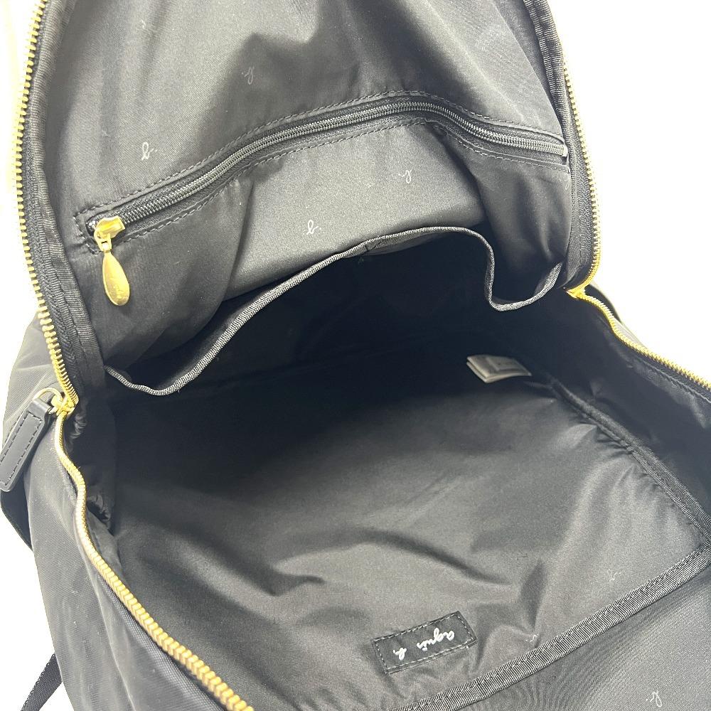 Agnes B. FT03A-07 Logo Bag Backpack GoldHardware Backpack Nylon Black