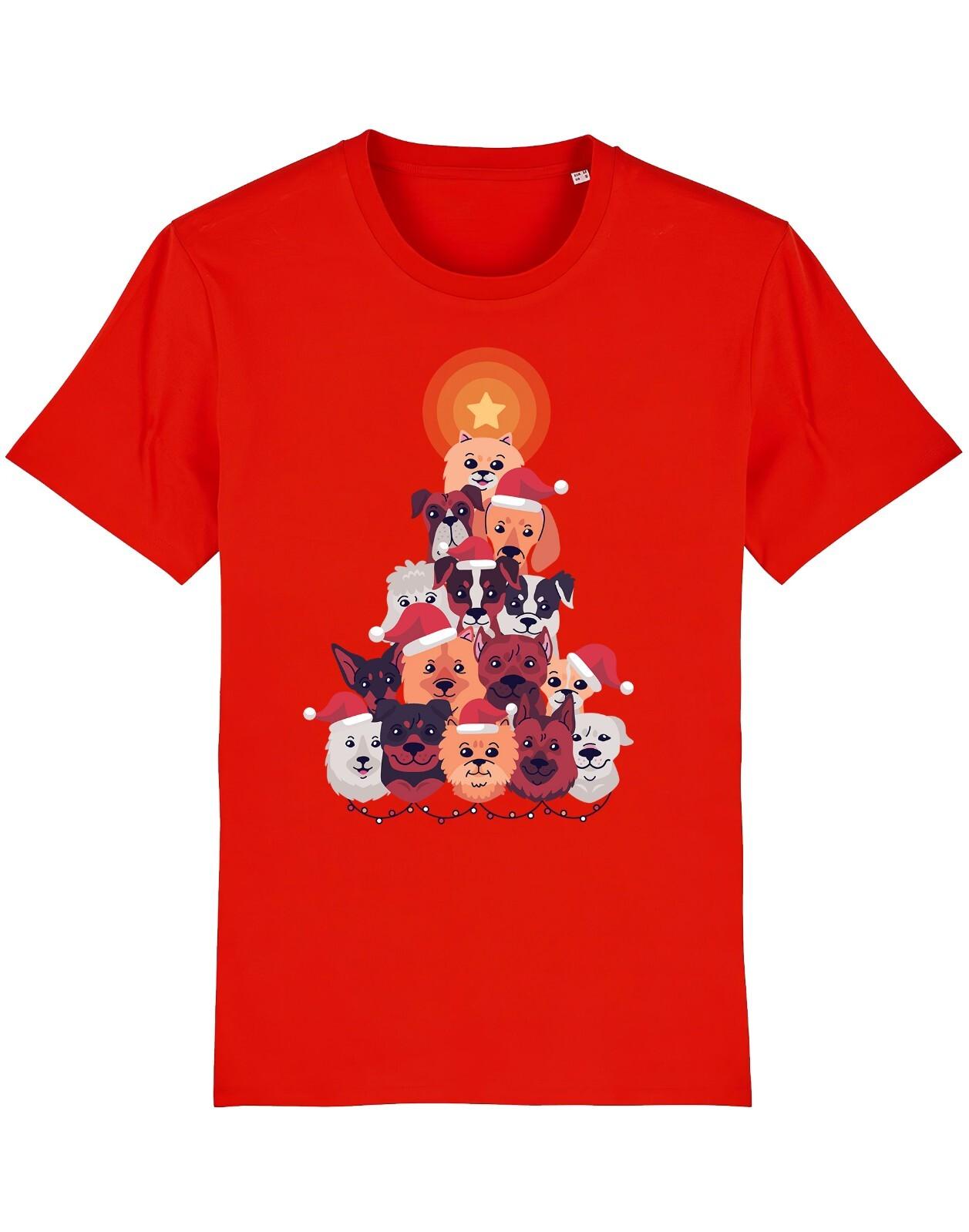 Christmas Tree Dogs T-Shirt Mens Womens Tees Top Mens Funny Dog Gift Organic Cotton Dad Uncle Brother L