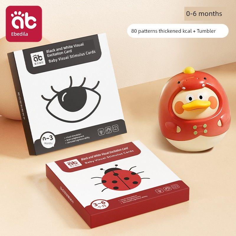 

Black and White Card Baby Early Learning Card Newborn Child 0 to 3 Months 6 Baby 1 Chasing Visual Stimulation Card Educational Toys [0-6 months] 2 boxes of large cards + Tumbler