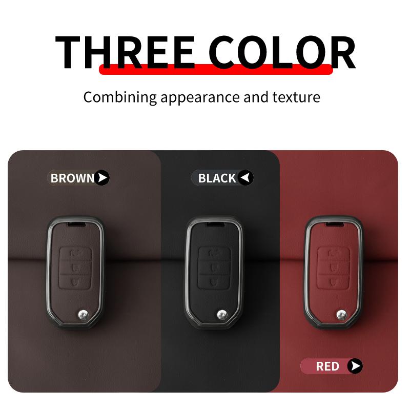 Interior Mouldings Metal Leather Car Key Case Cover For Honda Civic HRV CRV XRV CR-V Crider Odyssey Pilot Fit Accord Protect Key