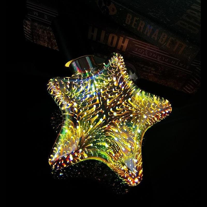 Artificii 3D Bec decorativ E27 Baza 4W Becuri de sticla de Anul Nou cu lumina calda moale Decor stralucitor de Craciun Bec LED 3D