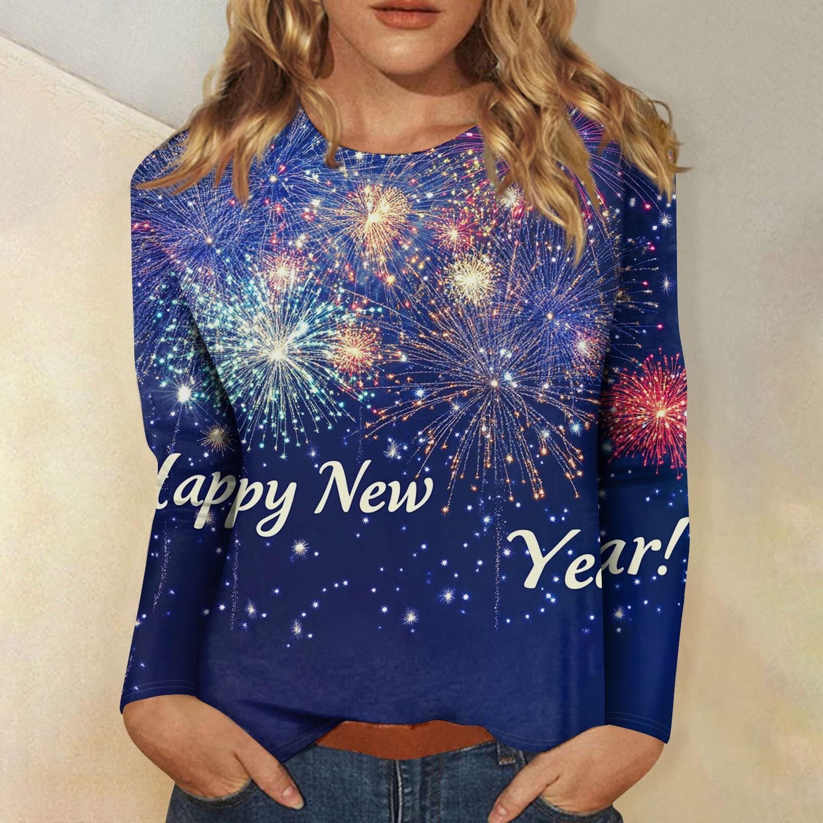 

Женский повседневный модный сексуальный удобный рождественский принт с круглым вырезом и длинными рукавами L