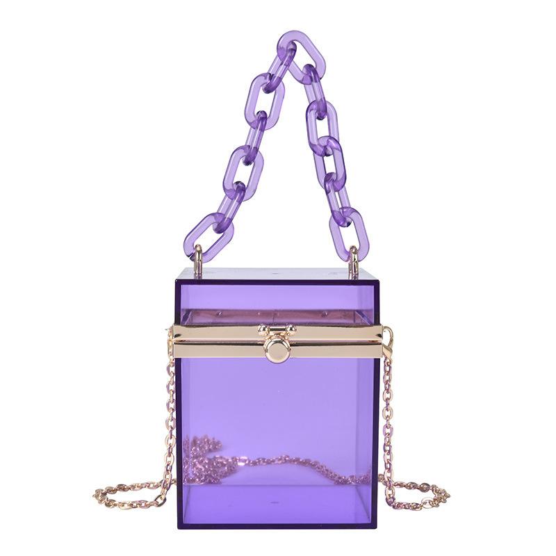 2025 summer Korean version acrylic transparent box chain small square bag portable shoulder messenger women's bag portable