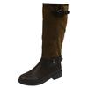 Cowhide version~ Dong Jie splicing pile boots women's autumn and winter new knight boots retro wind boots