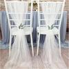 2pcs Pearl Tulle Chair Sashes 75x200cm Organza Fabric Sheer Tulle Chair Drapes For Wedding Party Event Banquet Home Decoration
