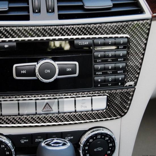 Carbon Fiber Car Central Console Control CD Panel Cover For Benz C W204 2010-13