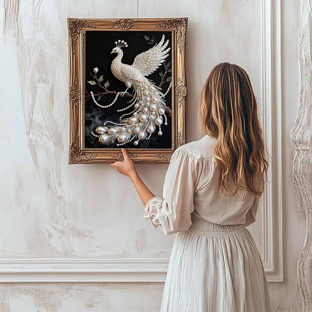 Kit Artistico Fai da Te con Perle e Gemme Pavone per Decorazione Murale Domestica - Regalo Perfetto per Adulti e Principianti Senza Cornice Kit Pittura con Perle