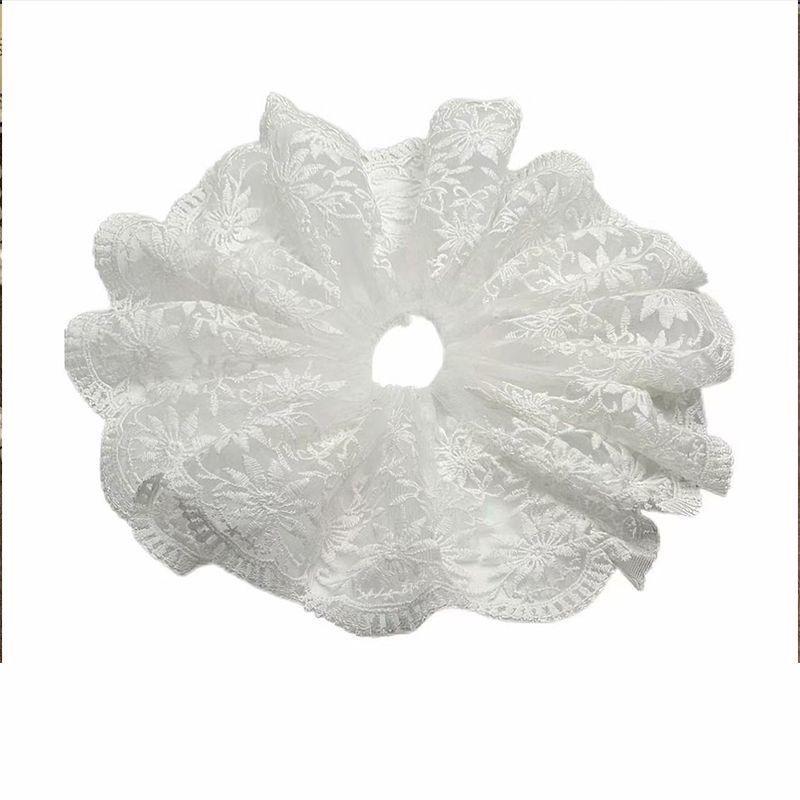Korean Princess Style White Lace Mesh Scrunchie Oversized Luxury Hair Accessory for Women